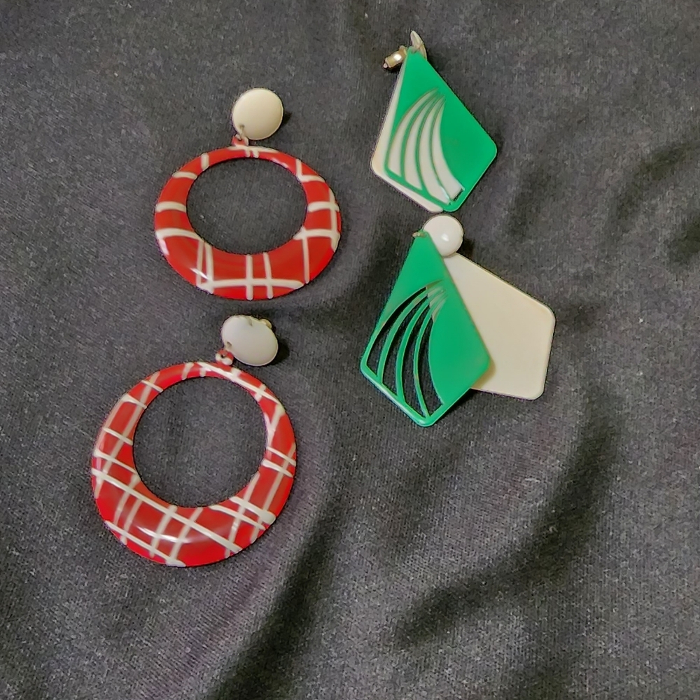 2 pairs - set of  Vintage Retro 80s earrings